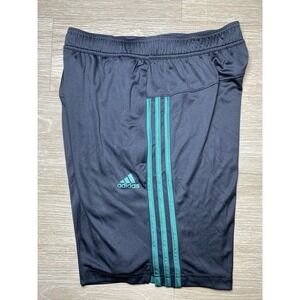 *NWT Men Size Small ADIDAS 3-Stripe Black / Green 2 Zippered Pockets Shorts